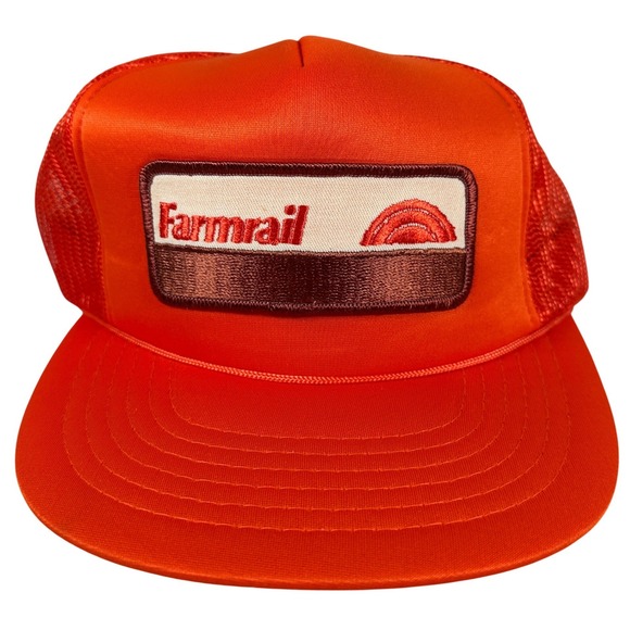 Other - Vintage Farmrail Mesh Back Trucker Hat Orange Snapback Cap foam Western retro